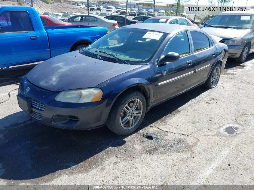 2001 Dodge Stratus Se VIN: 1B3EJ46X11N681757 Lot: 40715056