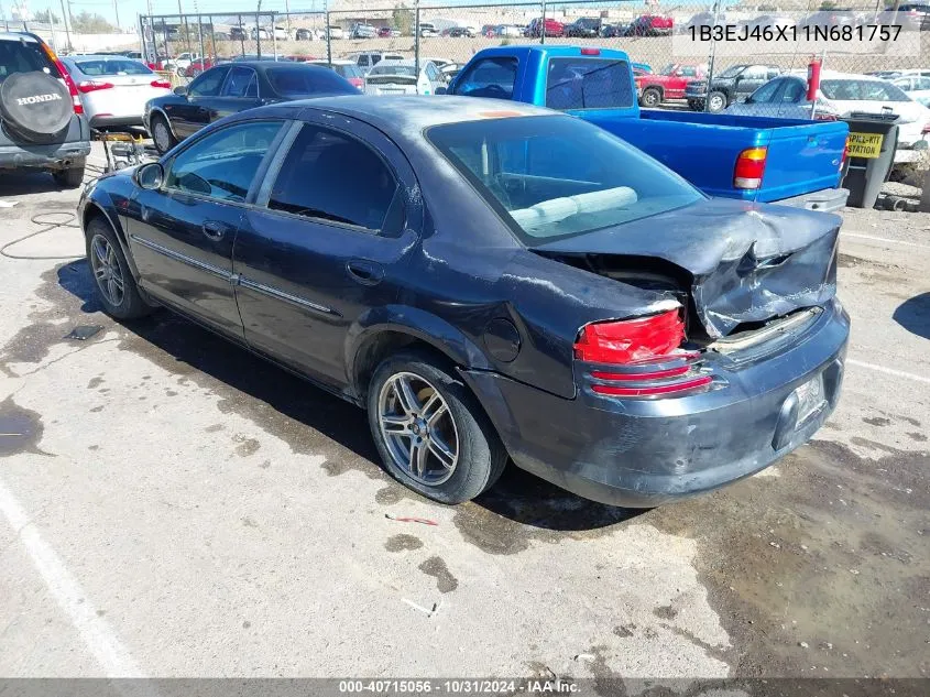 2001 Dodge Stratus Se VIN: 1B3EJ46X11N681757 Lot: 40715056