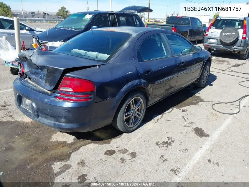 2001 Dodge Stratus Se VIN: 1B3EJ46X11N681757 Lot: 40715056