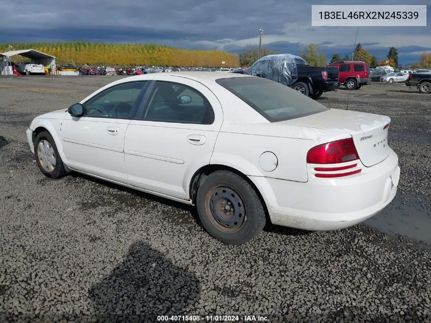 2002 Dodge Stratus Se Plus VIN: 1B3EL46RX2N245339 Lot: 40715408