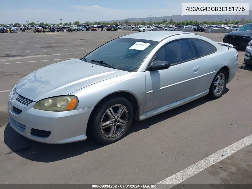 2003 Dodge Stratus Se VIN: 4B3AG42G83E181776 Lot: 39994252