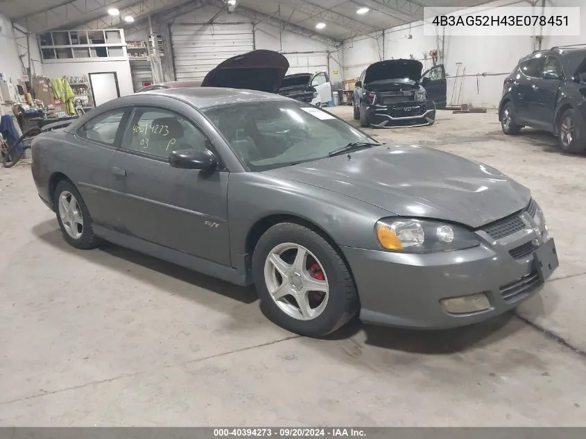 2003 Dodge Stratus R/T VIN: 4B3AG52H43E078451 Lot: 40394273