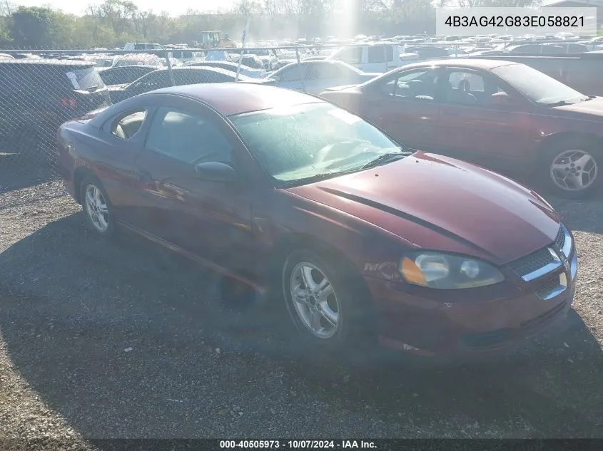 2003 Dodge Stratus Se VIN: 4B3AG42G83E058821 Lot: 40505973