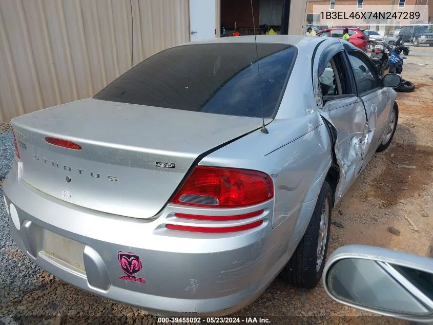 2004 Dodge Stratus Sxt VIN: 1B3EL46X74N247289 Lot: 39455092