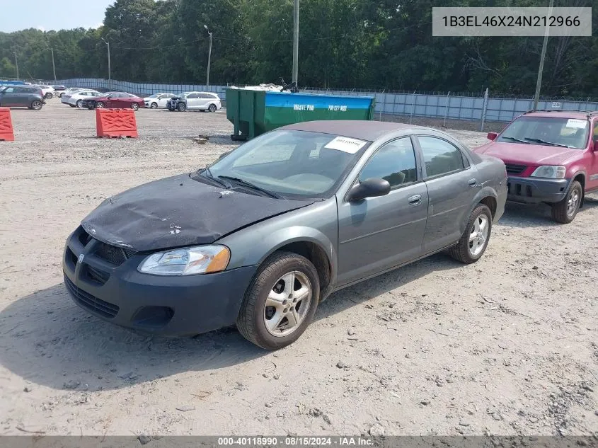 2004 Dodge Stratus Sxt VIN: 1B3EL46X24N212966 Lot: 40118990