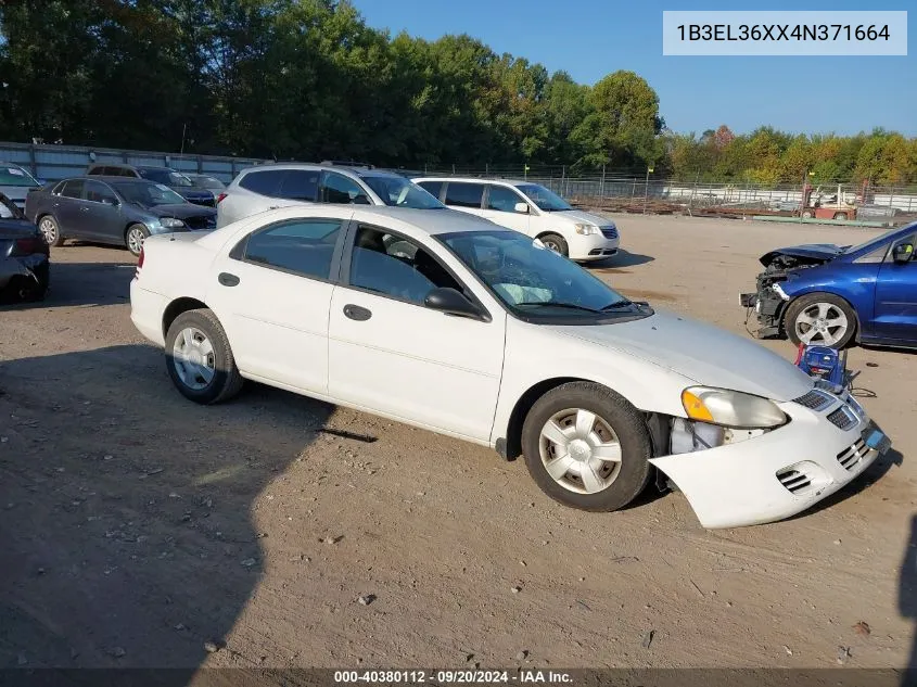 2004 Dodge Stratus Se VIN: 1B3EL36XX4N371664 Lot: 40380112