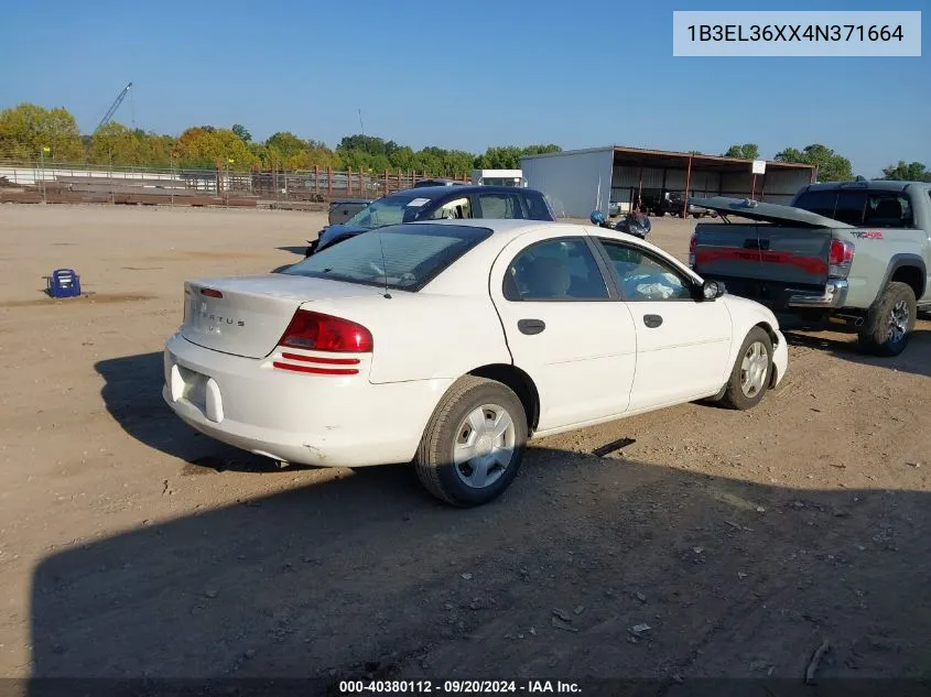 2004 Dodge Stratus Se VIN: 1B3EL36XX4N371664 Lot: 40380112