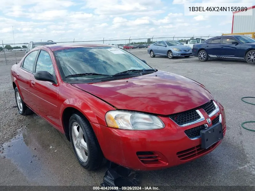 2004 Dodge Stratus Sxt VIN: 1B3EL46X24N155989 Lot: 40420699