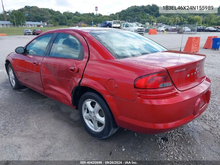 2004 Dodge Stratus Sxt VIN: 1B3EL46X24N155989 Lot: 40420699