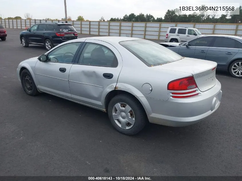 2004 Dodge Stratus Se VIN: 1B3EL36R04N215568 Lot: 40618143