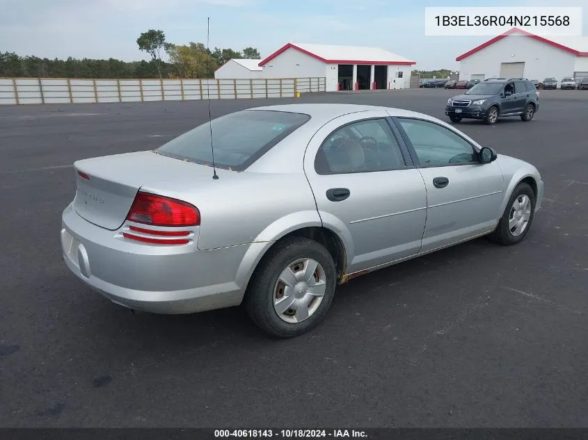 2004 Dodge Stratus Se VIN: 1B3EL36R04N215568 Lot: 40618143