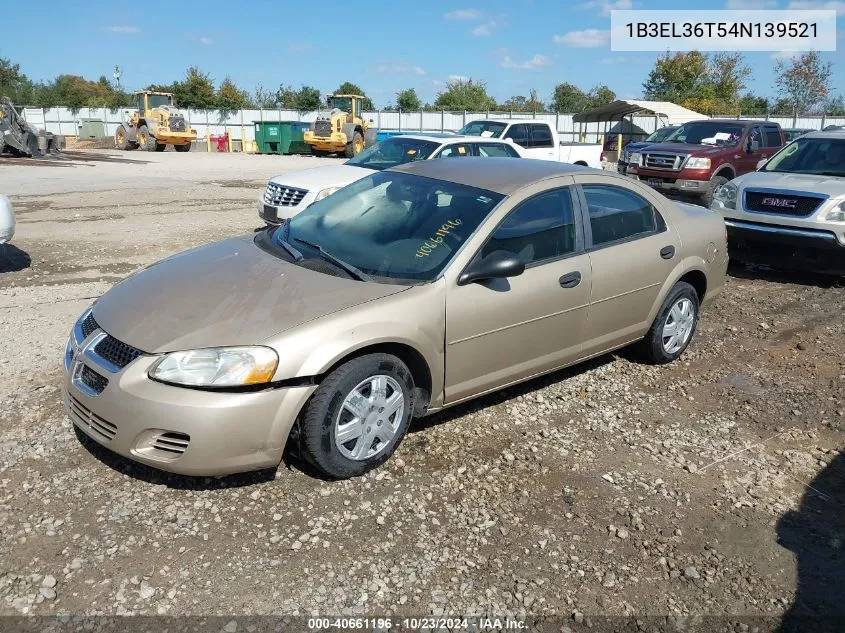 2004 Dodge Stratus Se VIN: 1B3EL36T54N139521 Lot: 40661196