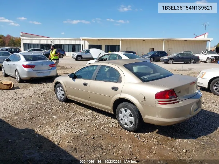 2004 Dodge Stratus Se VIN: 1B3EL36T54N139521 Lot: 40661196