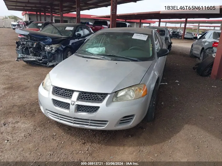 2005 Dodge Stratus Sxt VIN: 1B3EL46T65N611605 Lot: 38913721