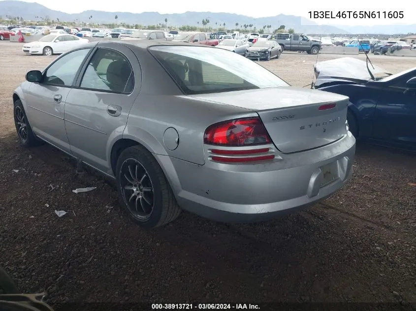 2005 Dodge Stratus Sxt VIN: 1B3EL46T65N611605 Lot: 38913721