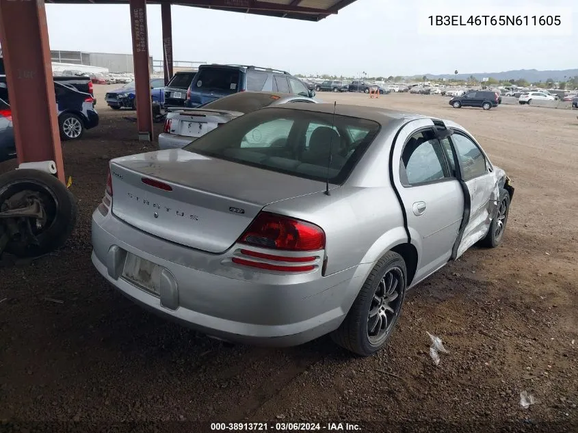 2005 Dodge Stratus Sxt VIN: 1B3EL46T65N611605 Lot: 38913721