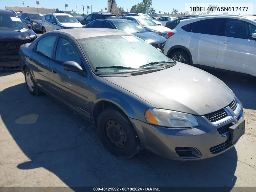 2005 Dodge Stratus Sxt VIN: 1B3EL46T65N612477 Lot: 40121592