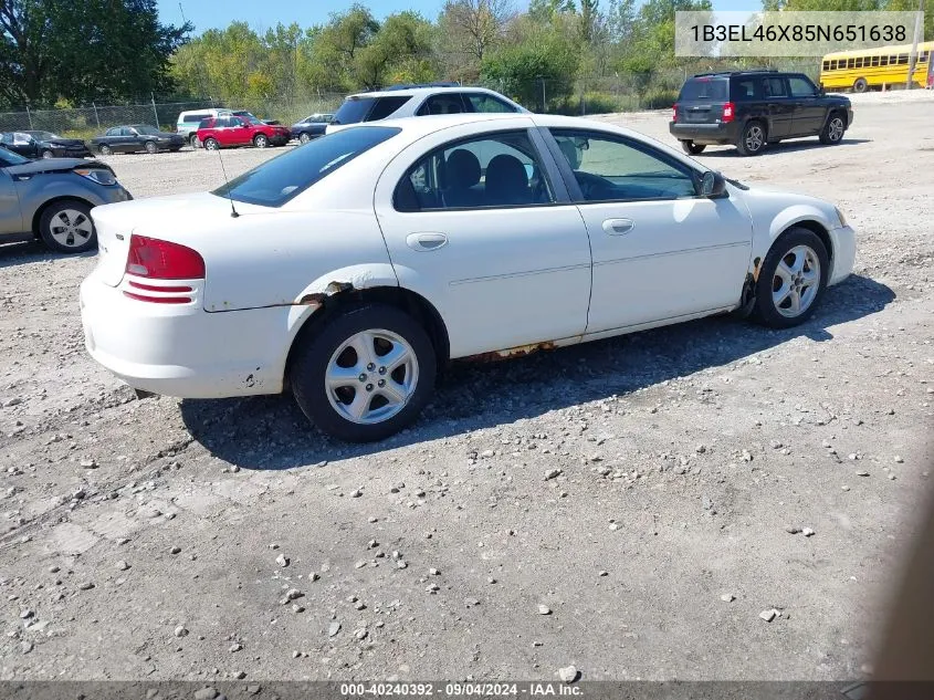 1B3EL46X85N651638 2005 Dodge Stratus Sxt