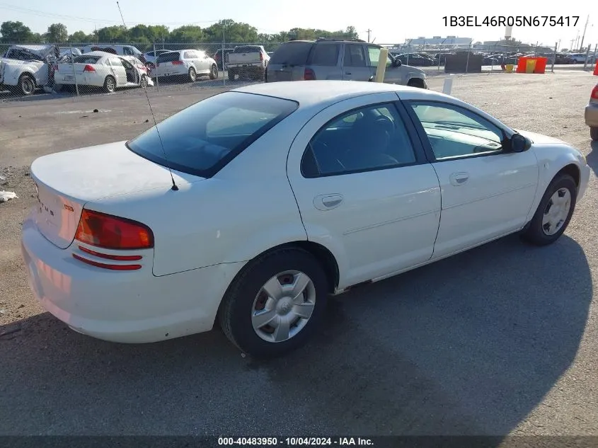 2005 Dodge Stratus Sxt VIN: 1B3EL46R05N675417 Lot: 40483950