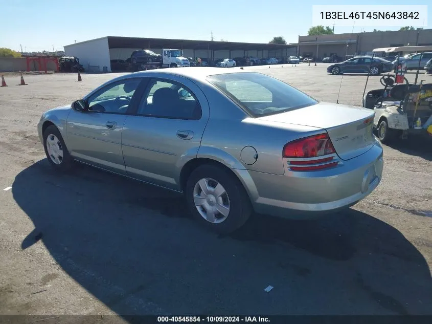 2005 Dodge Stratus Sxt VIN: 1B3EL46T45N643842 Lot: 40545854