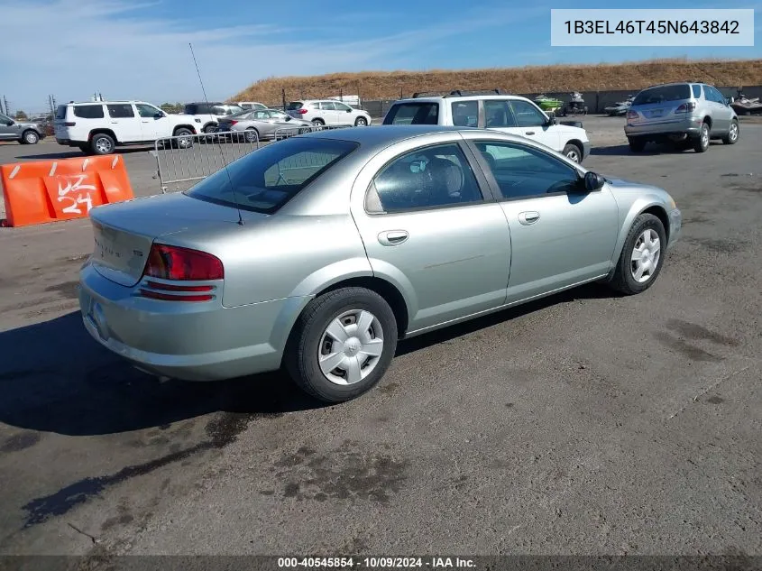 2005 Dodge Stratus Sxt VIN: 1B3EL46T45N643842 Lot: 40545854