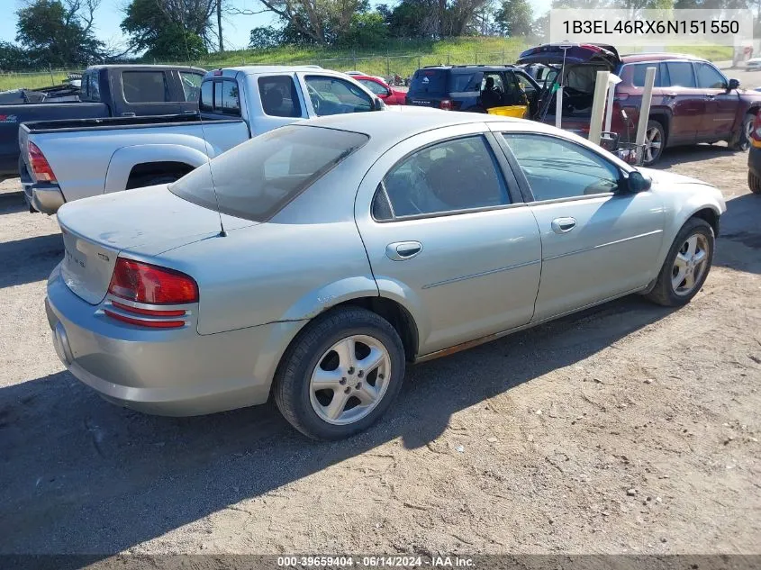 2006 Dodge Stratus Sxt VIN: 1B3EL46RX6N151550 Lot: 39659404