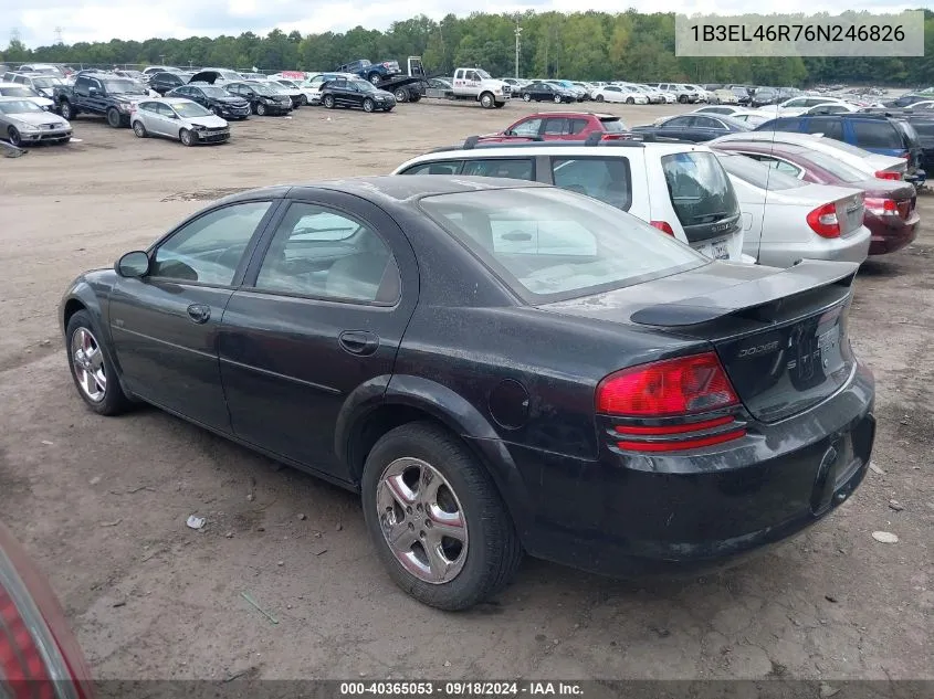 2006 Dodge Stratus Sxt VIN: 1B3EL46R76N246826 Lot: 40365053