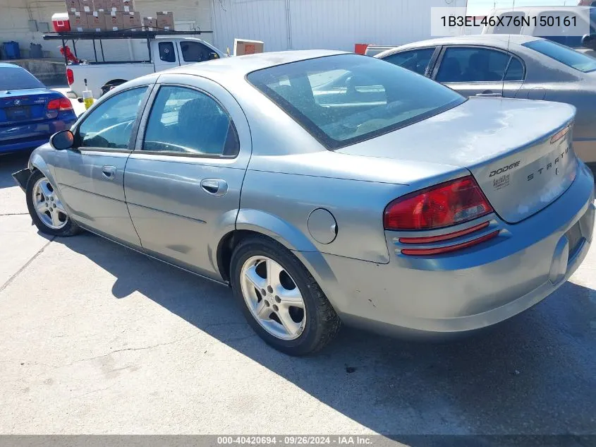 2006 Dodge Stratus Sxt VIN: 1B3EL46X76N150161 Lot: 40420694