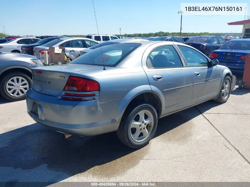 2006 Dodge Stratus Sxt VIN: 1B3EL46X76N150161 Lot: 40420694