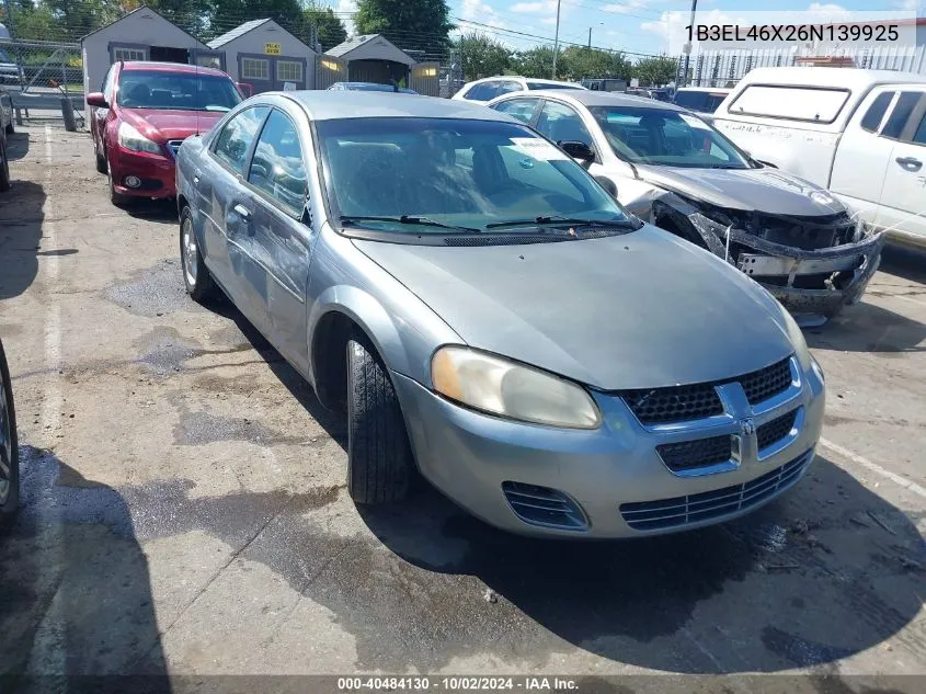 2006 Dodge Stratus Sxt VIN: 1B3EL46X26N139925 Lot: 40484130