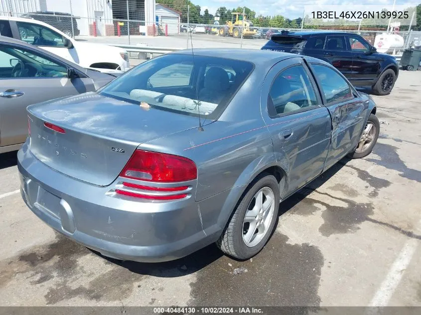 2006 Dodge Stratus Sxt VIN: 1B3EL46X26N139925 Lot: 40484130