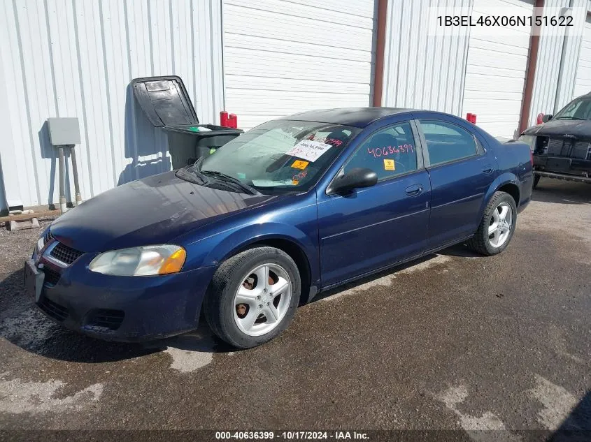 2006 Dodge Stratus Sxt VIN: 1B3EL46X06N151622 Lot: 40636399