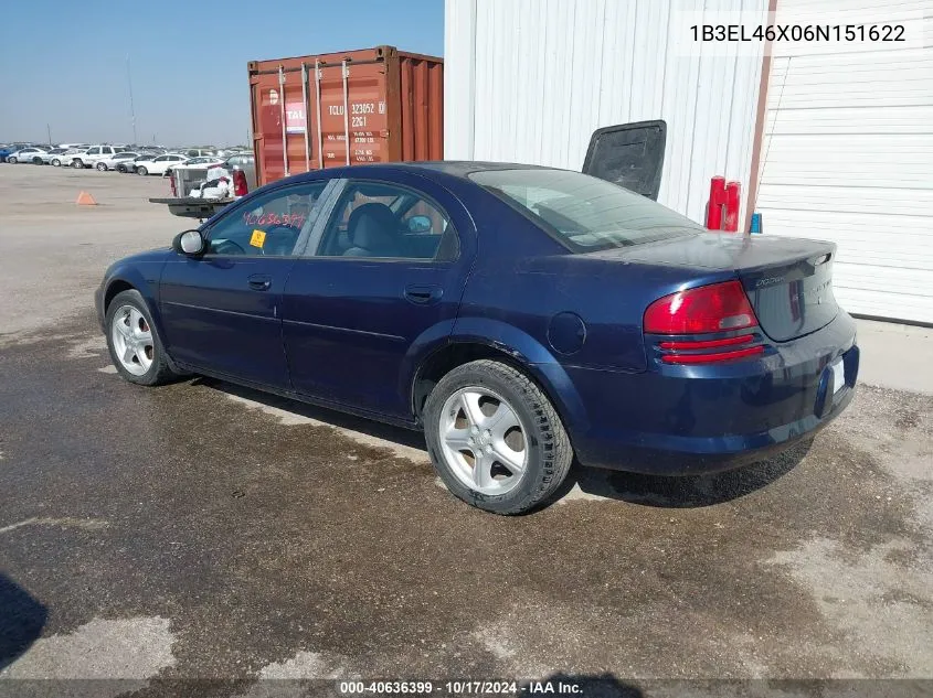 2006 Dodge Stratus Sxt VIN: 1B3EL46X06N151622 Lot: 40636399