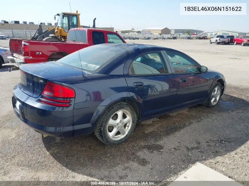 2006 Dodge Stratus Sxt VIN: 1B3EL46X06N151622 Lot: 40636399