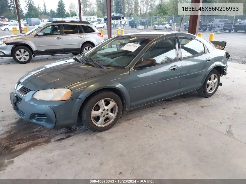 2006 Dodge Stratus Sxt VIN: 1B3EL46X86N206933 Lot: 40673343