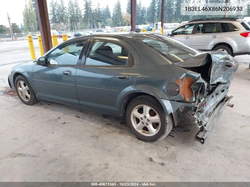 2006 Dodge Stratus Sxt VIN: 1B3EL46X86N206933 Lot: 40673343