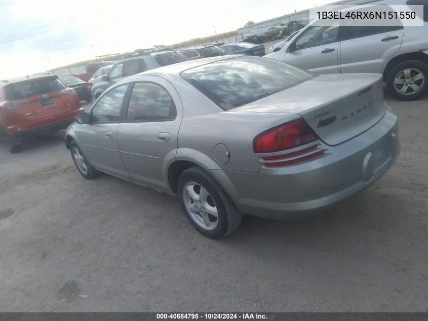 2006 Dodge Stratus Sxt VIN: 1B3EL46RX6N151550 Lot: 40684795