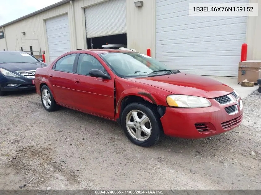 2006 Dodge Stratus Sxt VIN: 1B3EL46X76N159152 Lot: 40746665