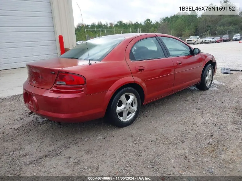 2006 Dodge Stratus Sxt VIN: 1B3EL46X76N159152 Lot: 40746665