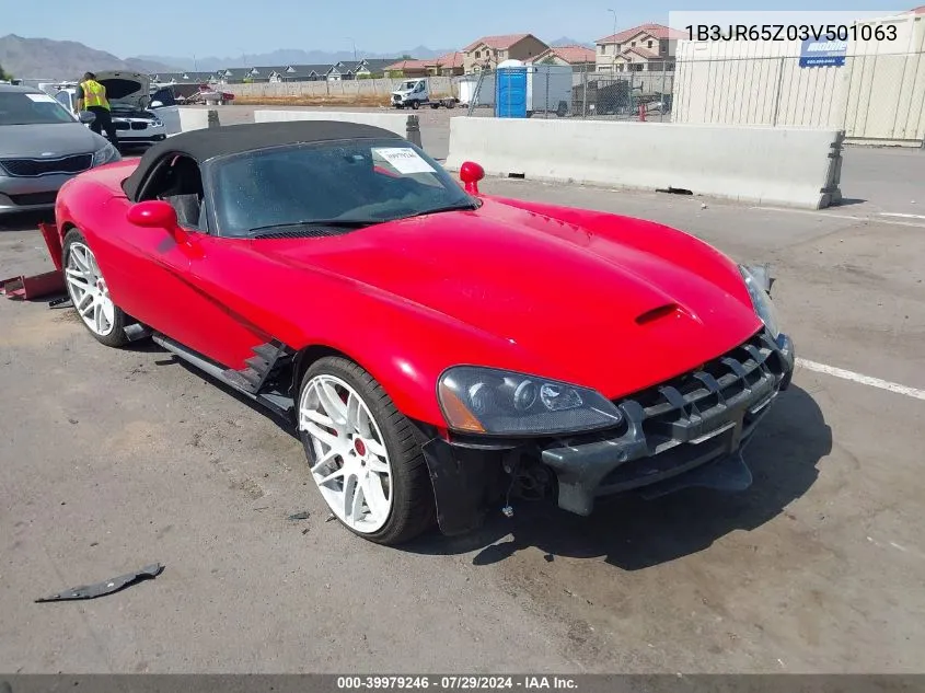 2003 Dodge Viper Srt10 VIN: 1B3JR65Z03V501063 Lot: 39979246