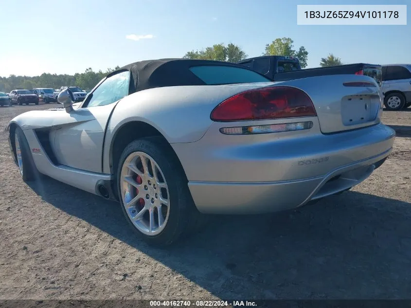 2004 Dodge Viper Srt10 VIN: 1B3JZ65Z94V101178 Lot: 40162740