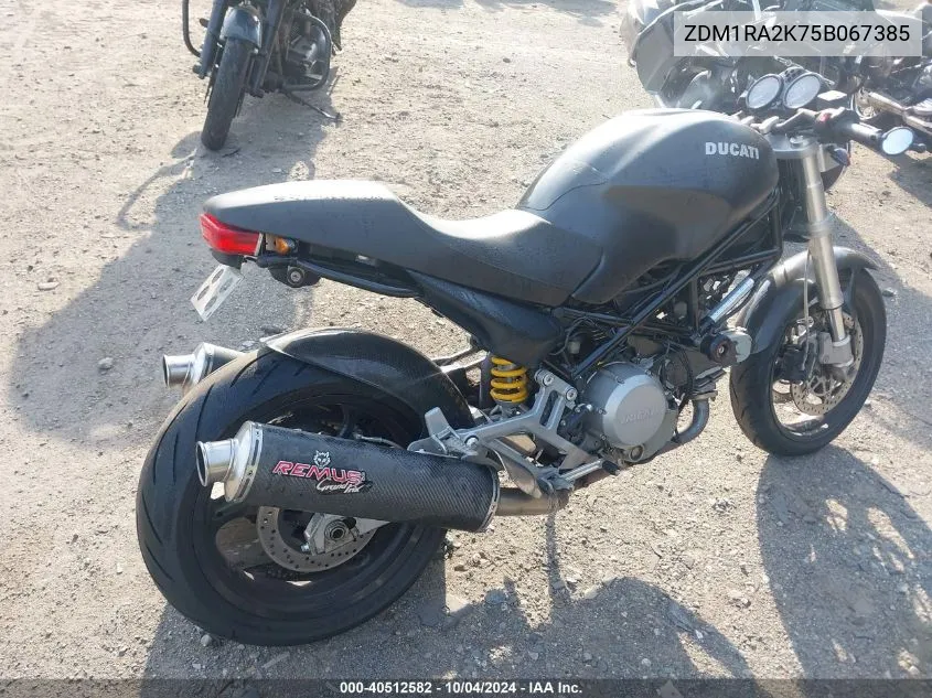 2005 Ducati M600 VIN: ZDM1RA2K75B067385 Lot: 40512582