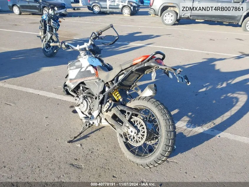 2024 Ducati Desert X VIN: ZDMXANDT4RB007861 Lot: 40778191