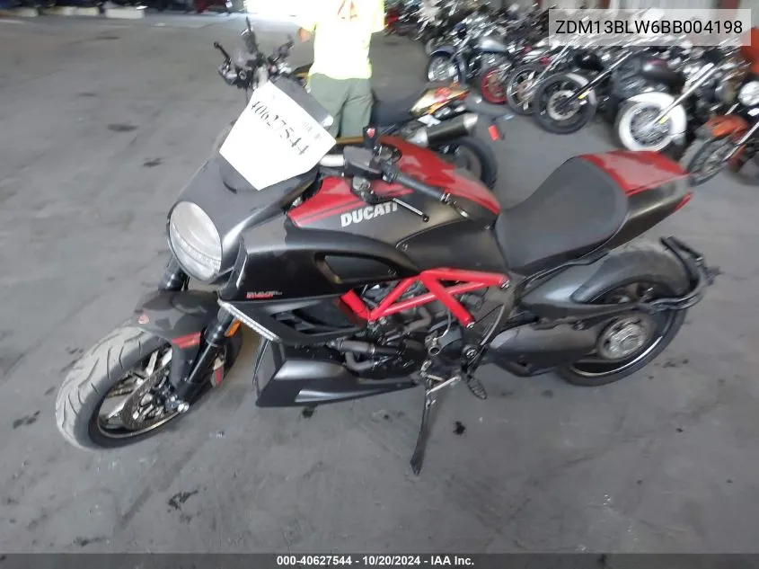 2011 Ducati Diavel VIN: ZDM13BLW6BB004198 Lot: 40627544