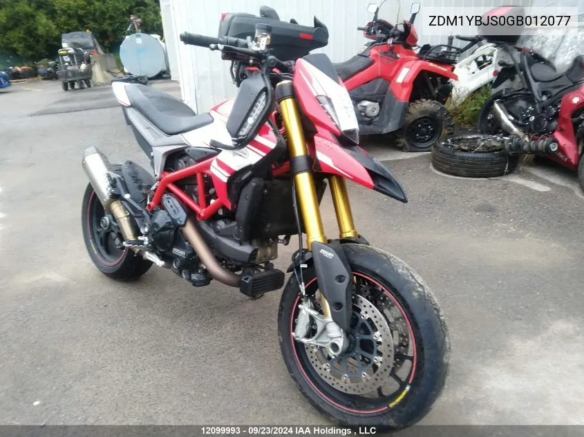 2016 Ducati Hypermotard 939 VIN: ZDM1YBJS0GB012077 Lot: 12099993