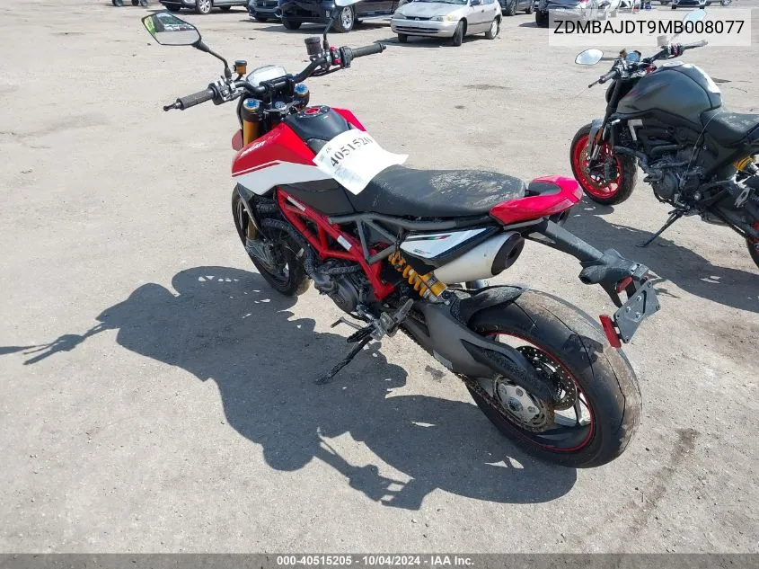 2021 Ducati Hypermotard 950/950 Sp VIN: ZDMBAJDT9MB008077 Lot: 40515205