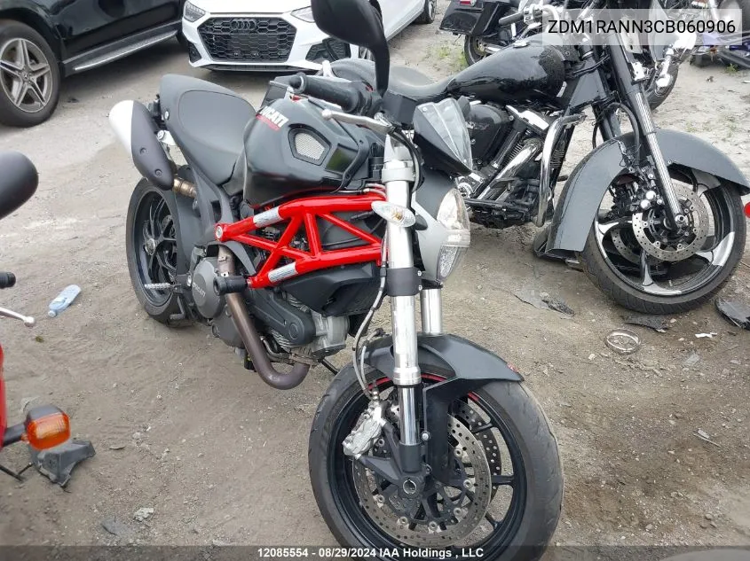 2012 Ducati Monster 796 VIN: ZDM1RANN3CB060906 Lot: 12085554