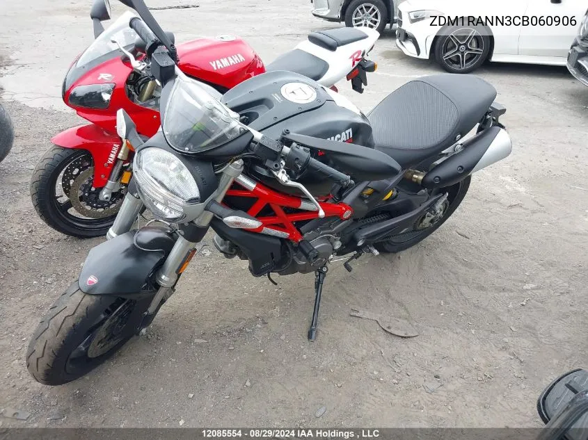 2012 Ducati Monster 796 VIN: ZDM1RANN3CB060906 Lot: 12085554