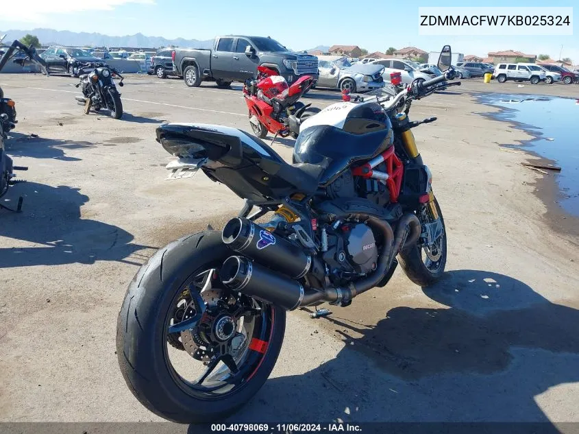 2019 Ducati Monster 1200 VIN: ZDMMACFW7KB025324 Lot: 40798069