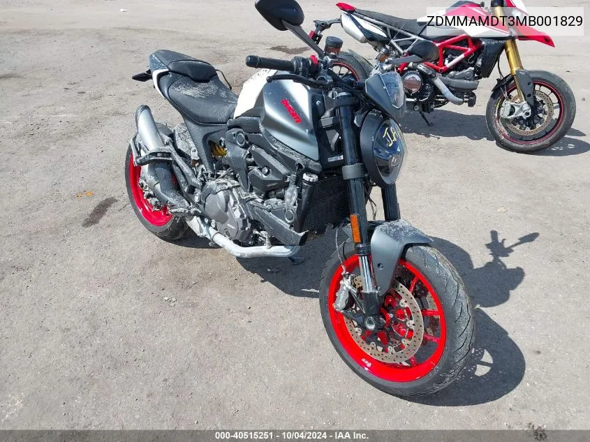 2021 Ducati Monster VIN: ZDMMAMDT3MB001829 Lot: 40515251